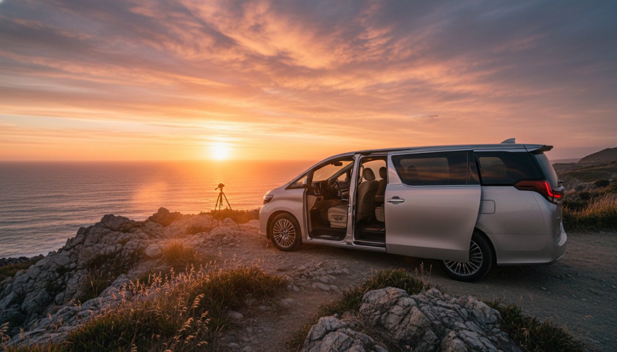 アルファードと家族の幸せな未来を象徴するイメージ