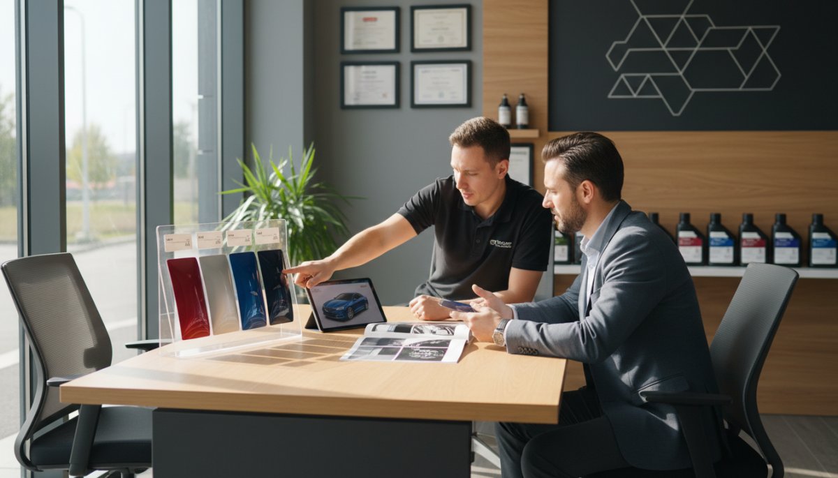 コーティング専門店での丁寧なカウンセリング風景