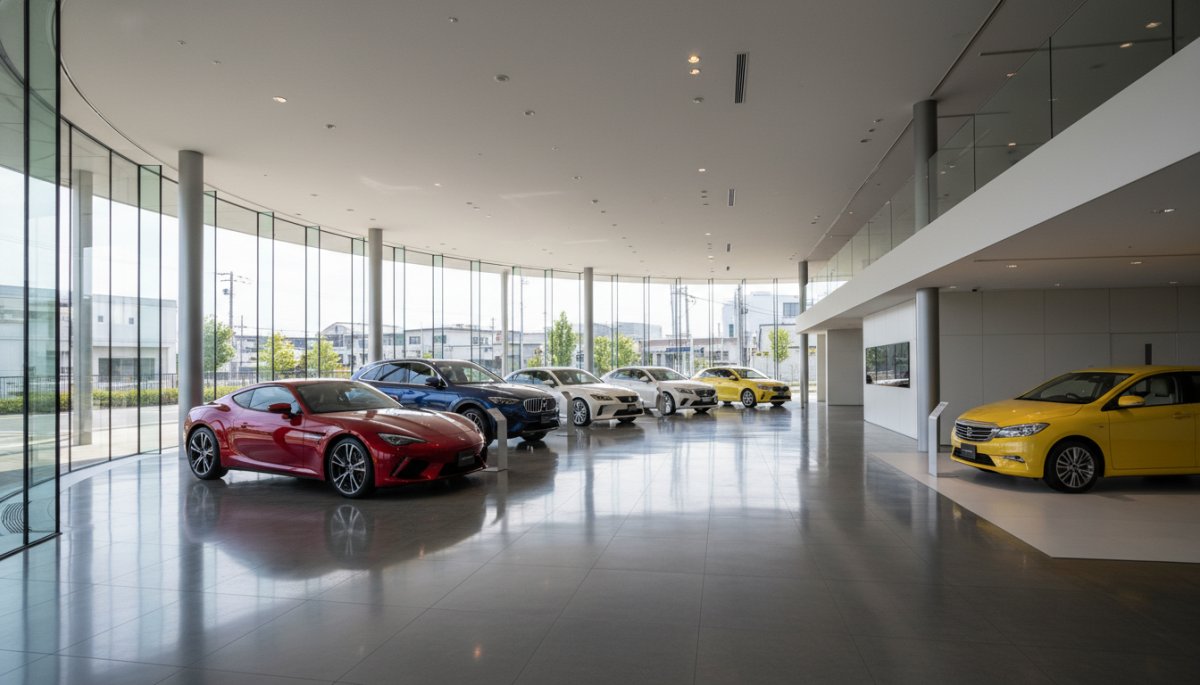様々な車種が並ぶショールーム
