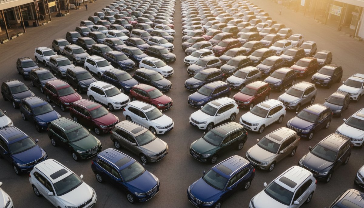 中古SUV市場の供給過多と価格変動のイメージ