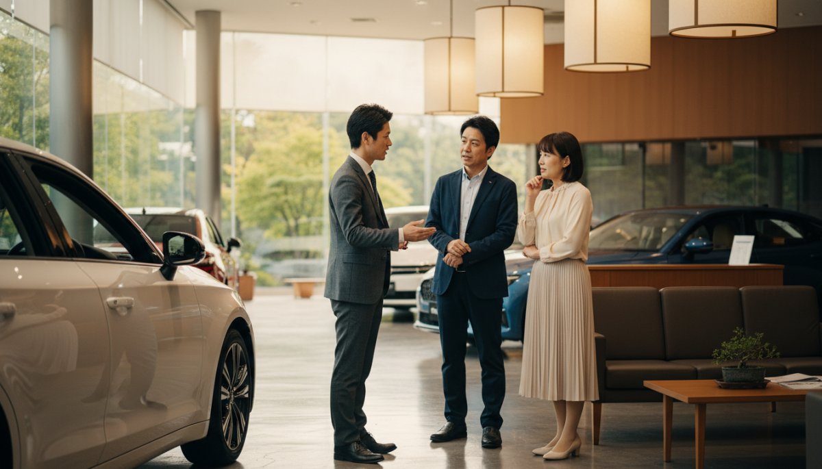 ディーラーマンが希望ナンバーを提案する様子