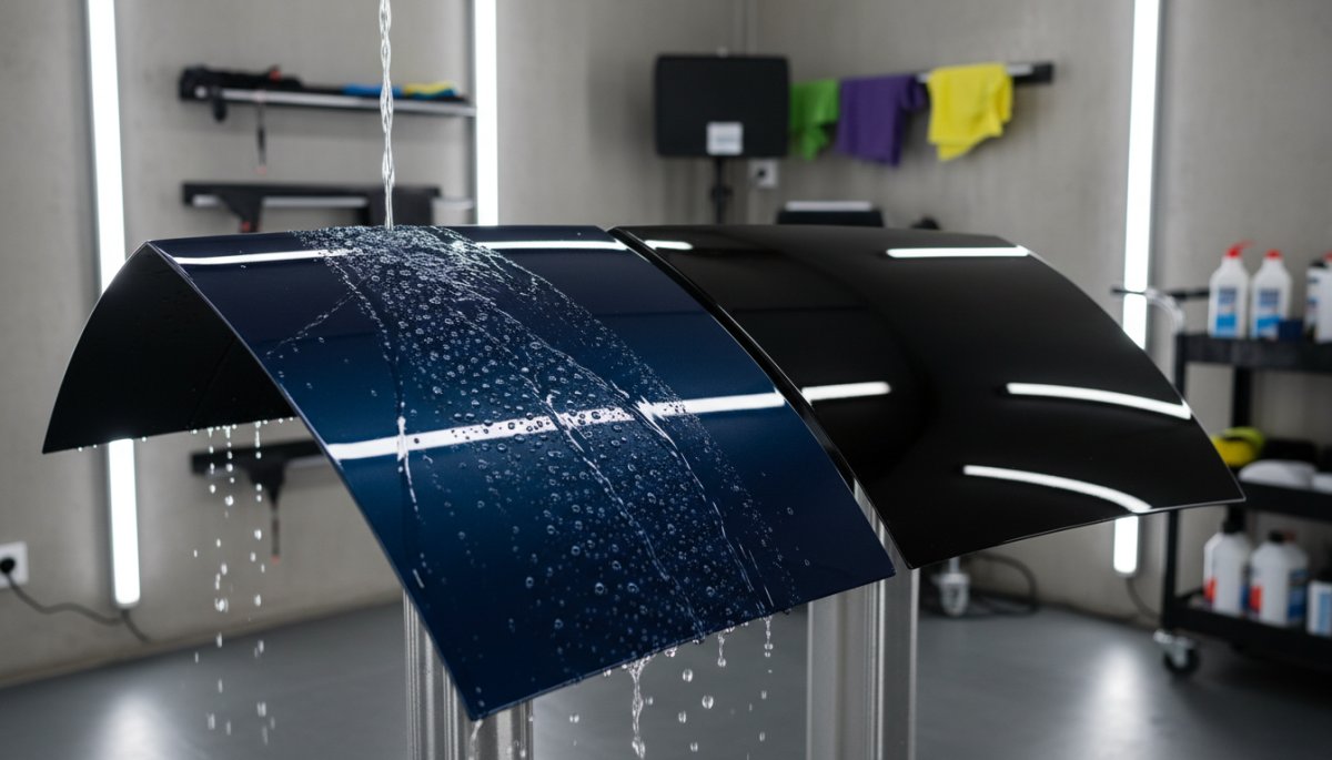 ガラスコーティングとセラミックコーティングの性能比較を示すイメージ