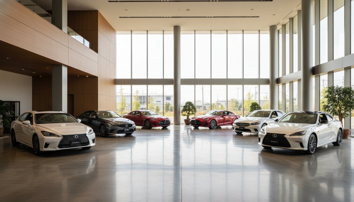 BMW認定中古車の展示場と在庫車両の並び