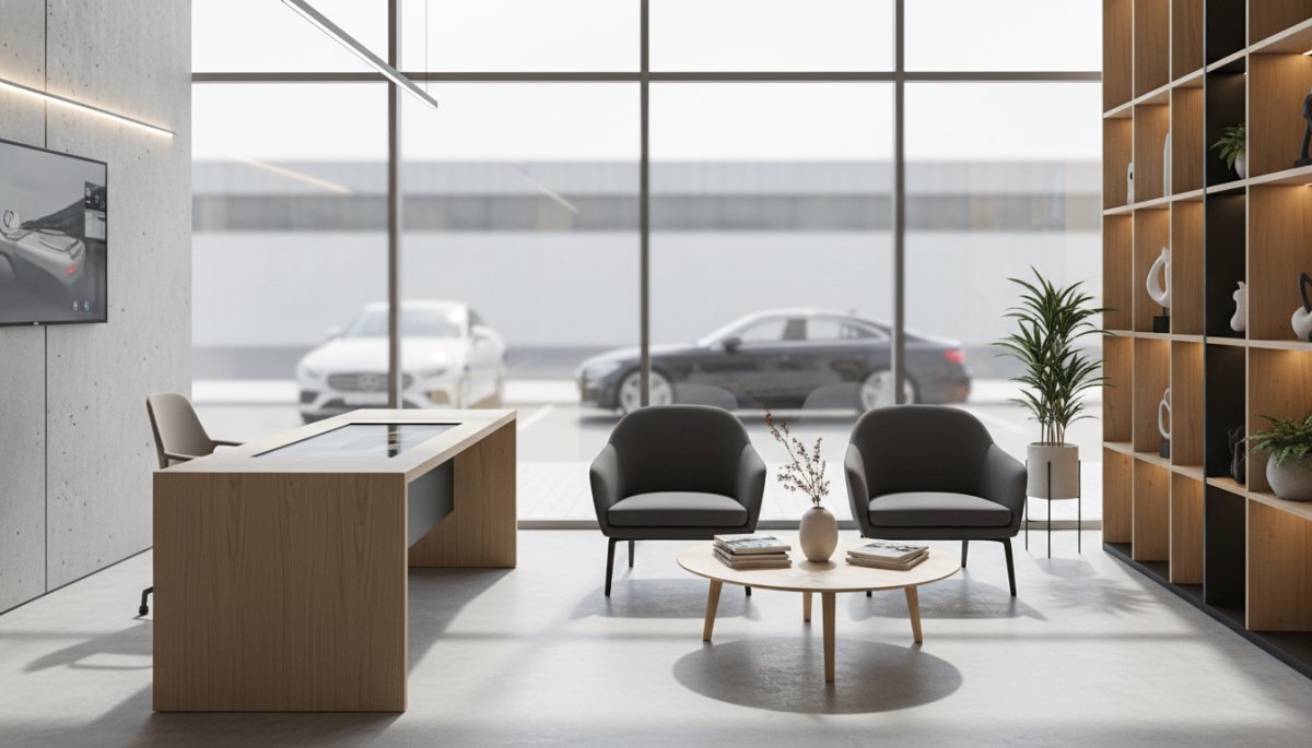 日産販売店のスタッフとの相談風景