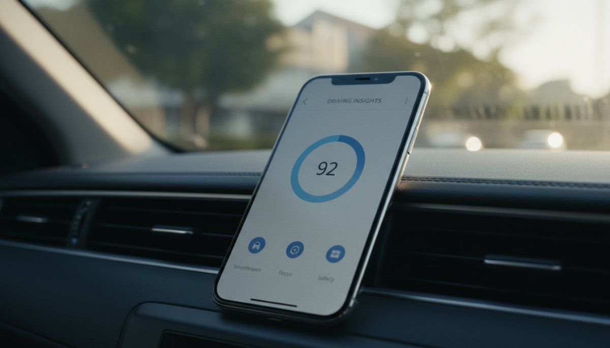 スマートフォンで運転スコアを確認する様子