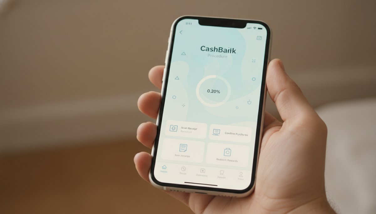スマートフォンでキャッシュバック手続きを行う画面