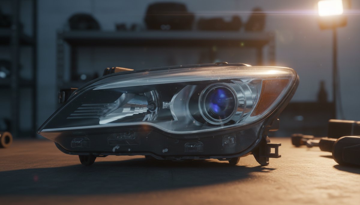 トヨタ車のヘッドライトバルブ交換作業の様子