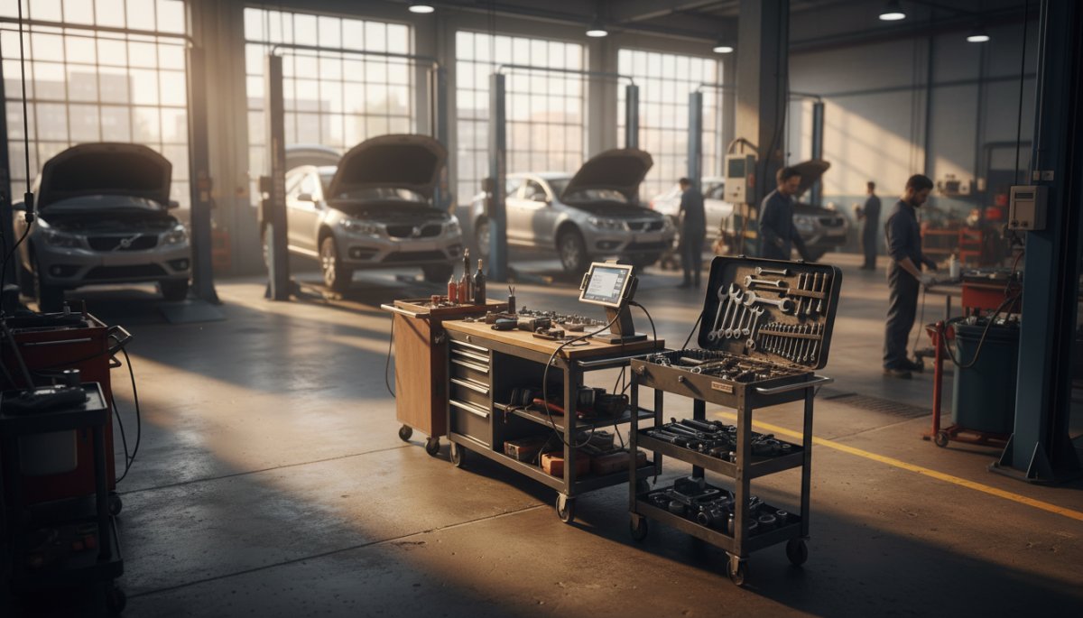 トヨタディーラーでの車両点検作業の様子