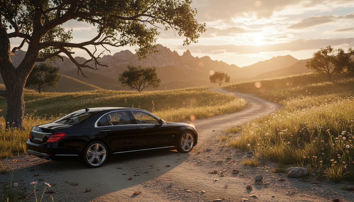 輸入車と満足そうなオーナー