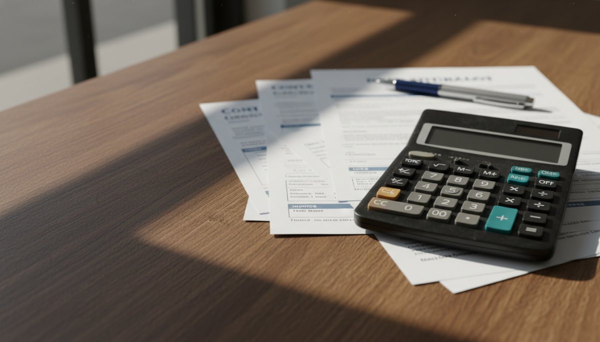 輸入車購入時の見積書と電卓