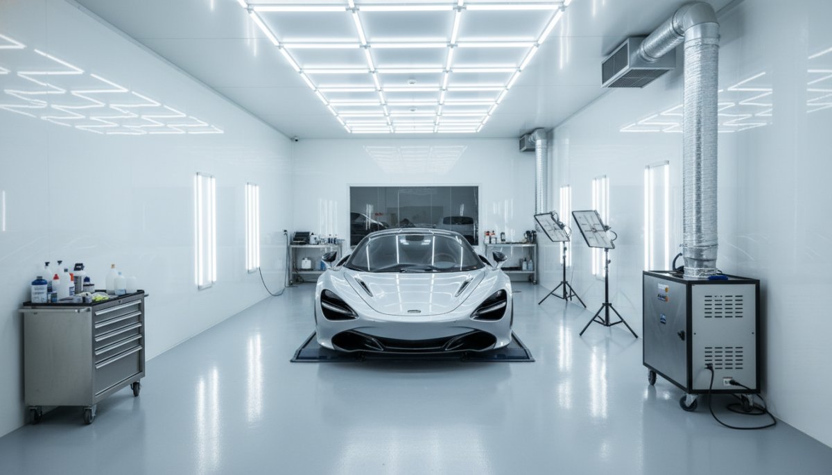 プロのコーティング専門店の作業環境