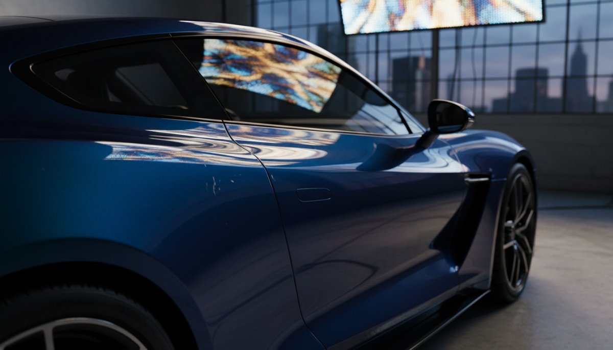 ガラスコーティング施工後の車の光沢