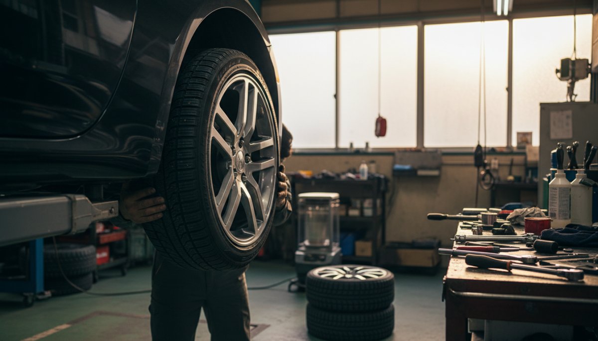 ポルシェケイマンの冬季メンテナンス作業風景