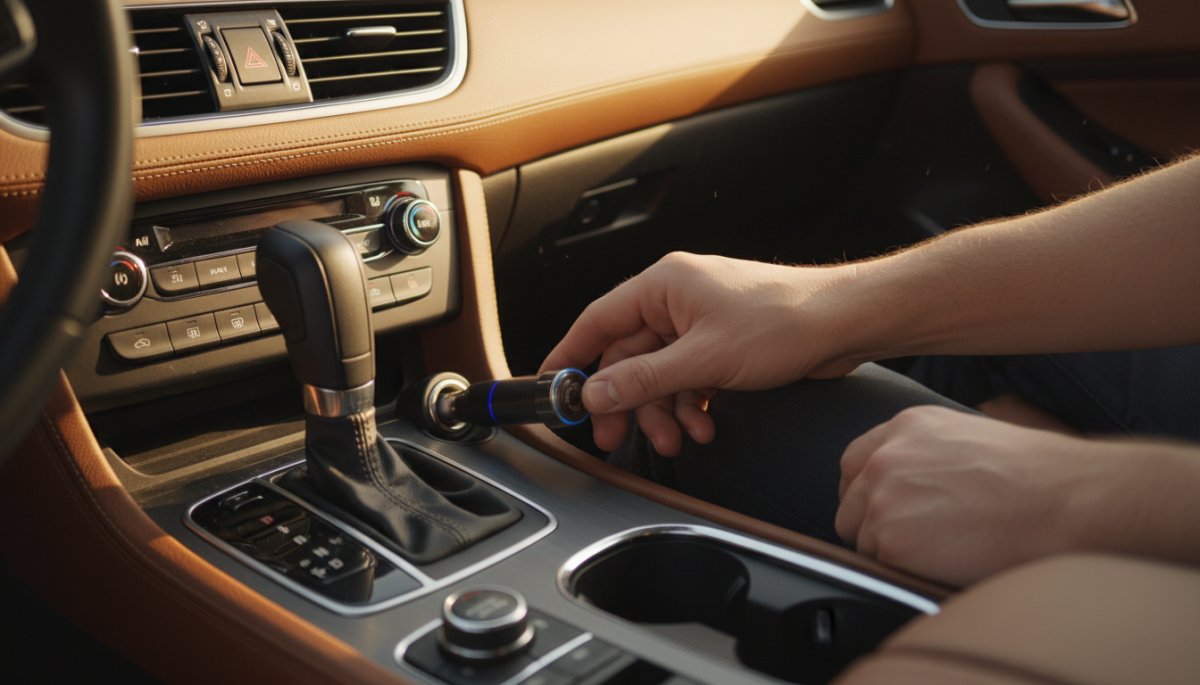 車内でデバイスをセットアップするイメージ