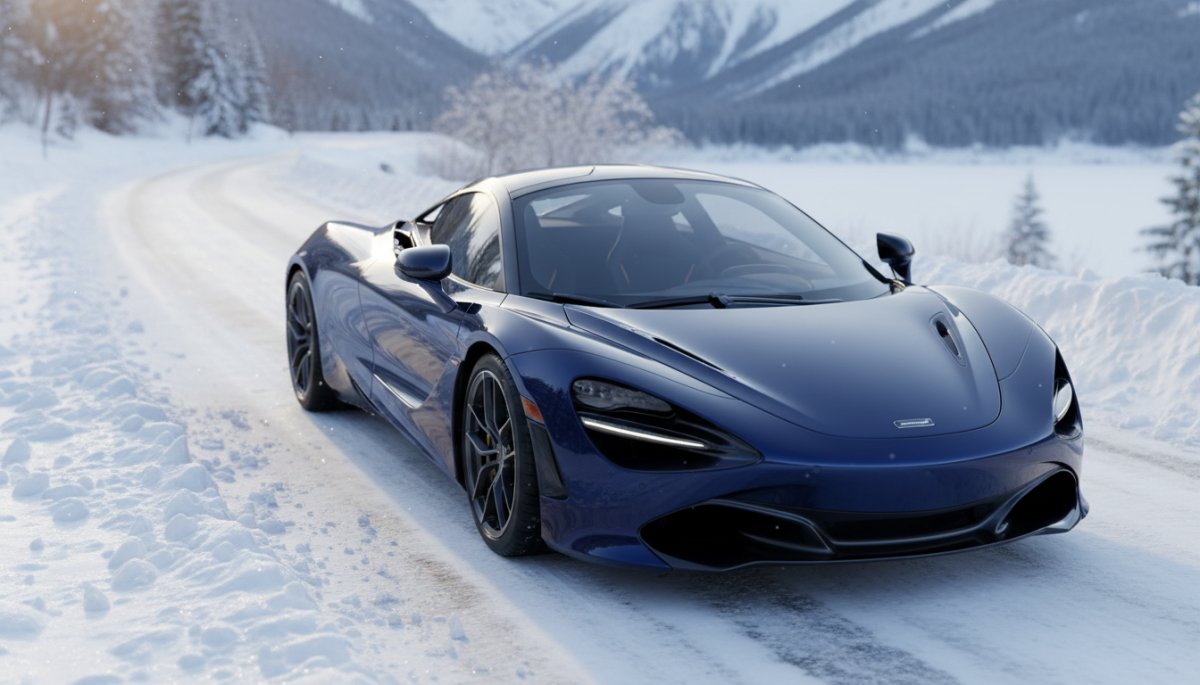 冬のコーティングで守られた美しい車