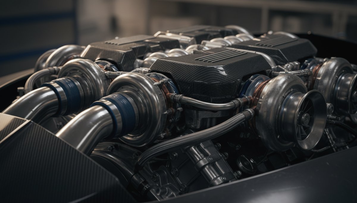 ブガッティ W16エンジン 8.0リッター ターボチャージャー