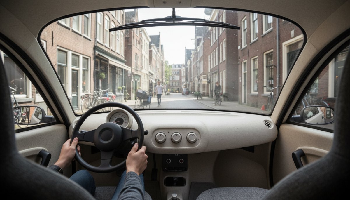 小型三輪車の運転席からの視界