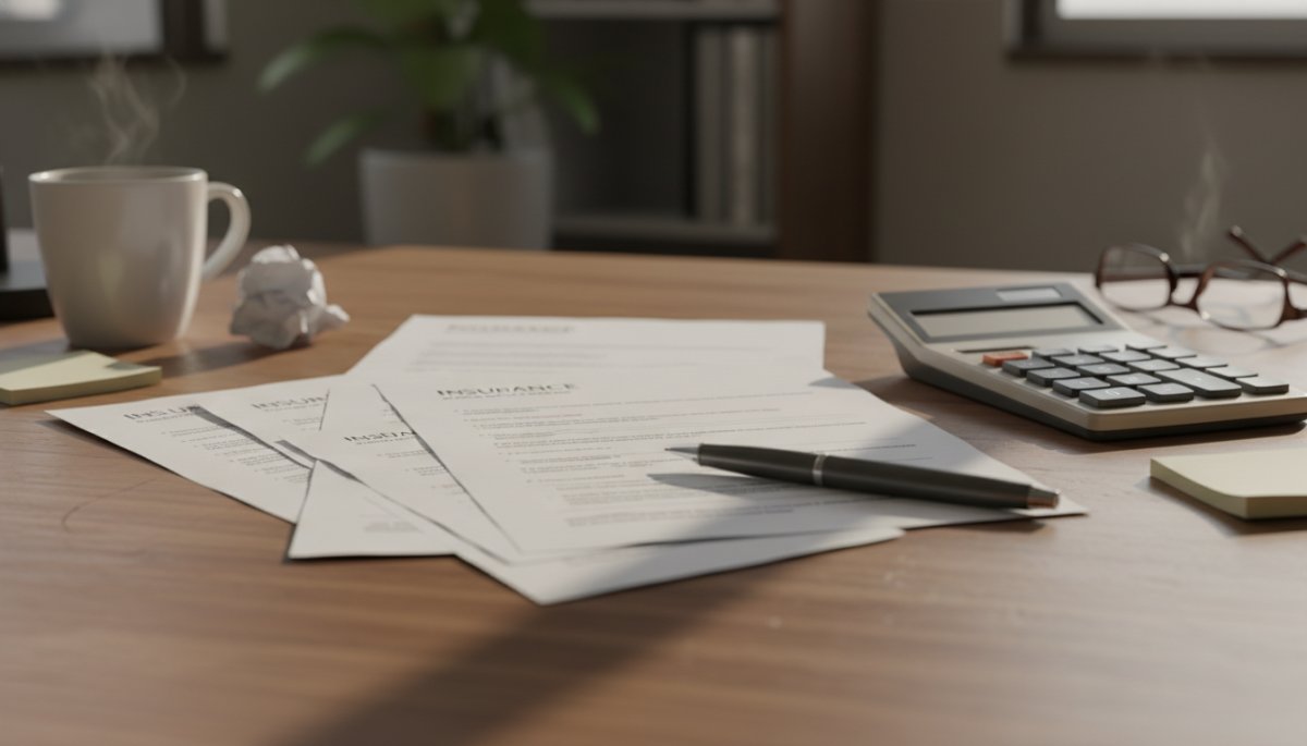 自動車保険の契約書類と電卓のイメージ