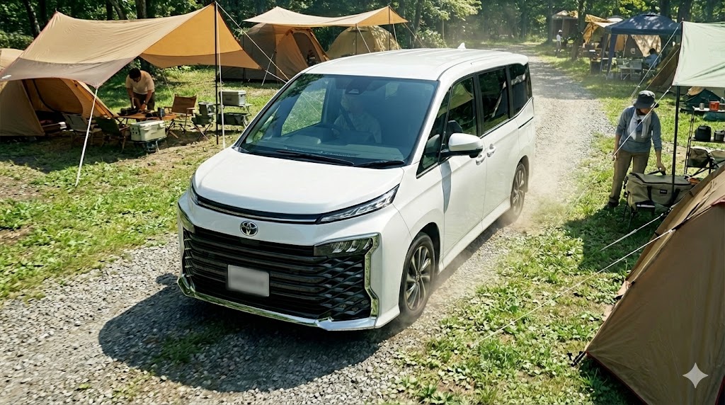 トヨタ ヴォクシー　キャンプ場