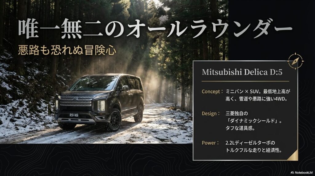 三菱 デリカD:5：アウトドア派の高級ミニバン