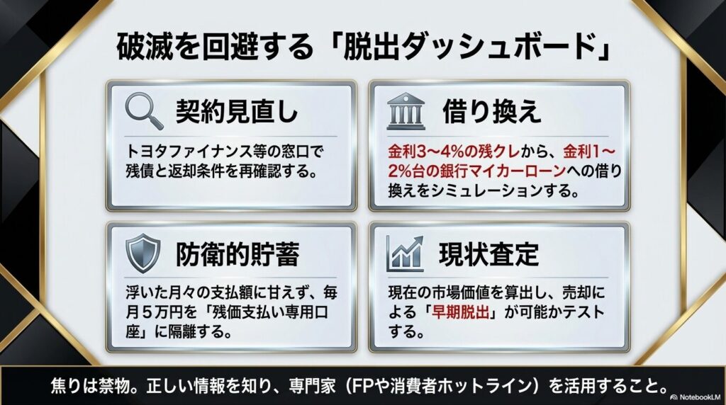 残クレから抜け出すための対策|契約条件の再確認と見直し