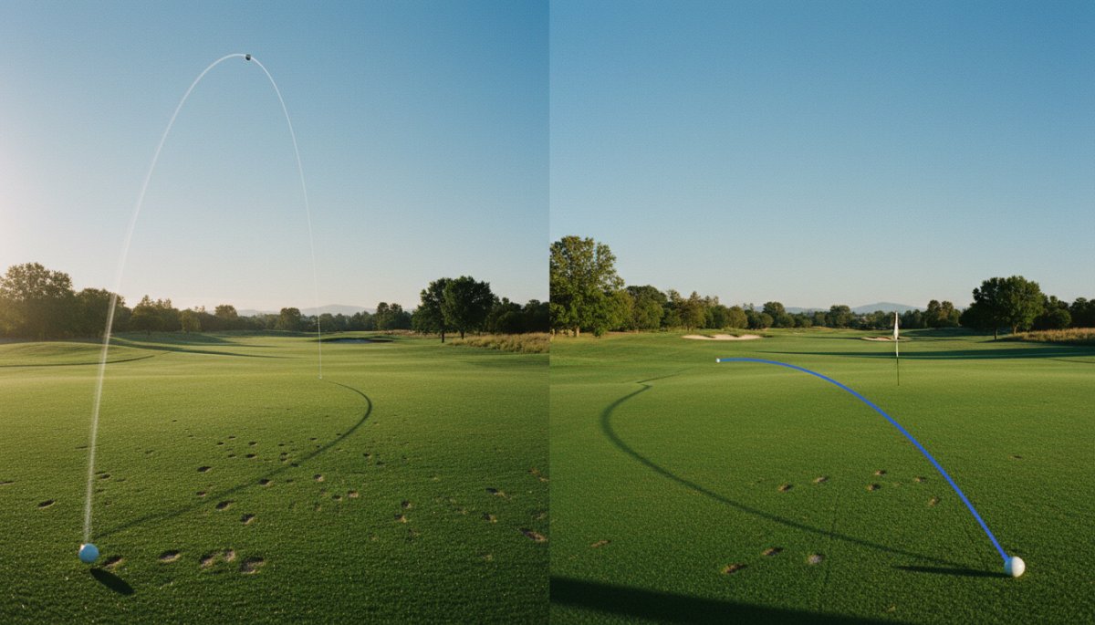 高すぎる弾道と適正弾道の比較イメージ