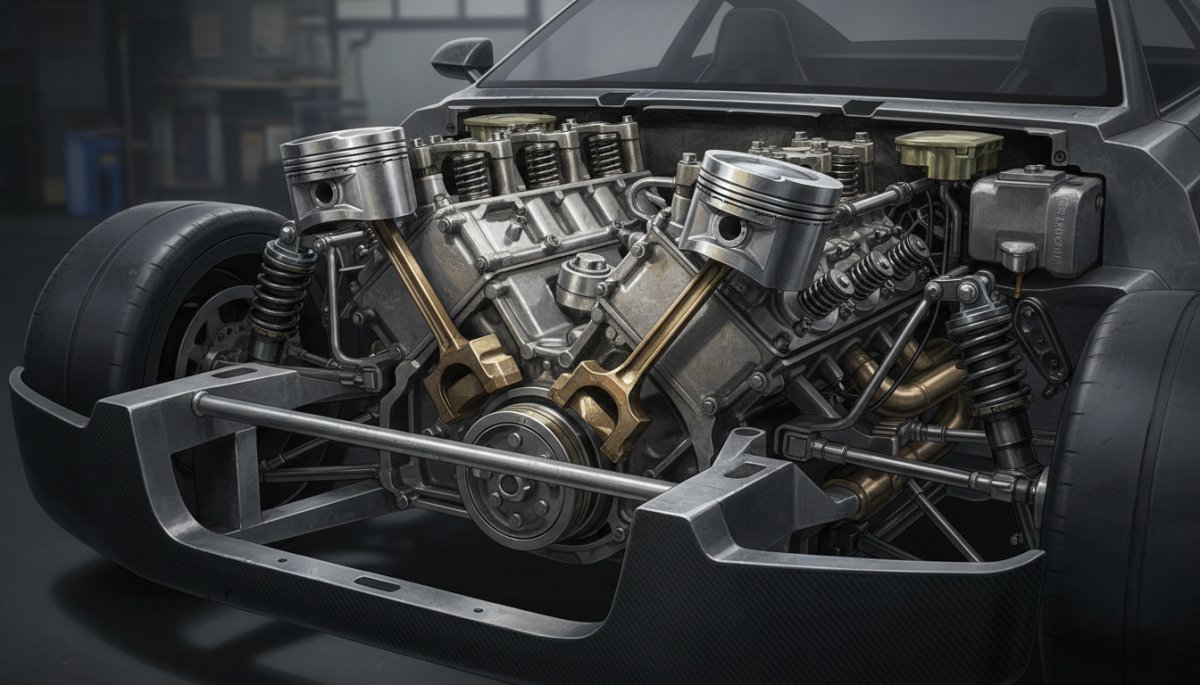 ポルシェ ケイマンの水平対向エンジン構造