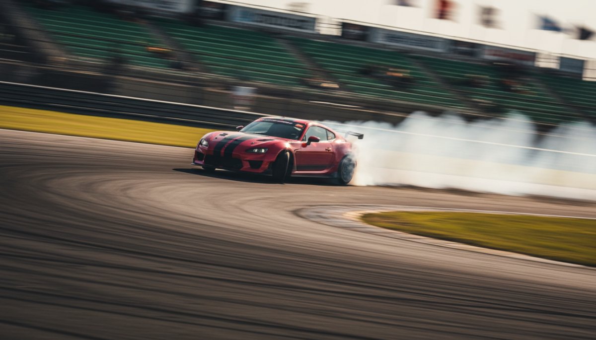 サーキット走行するポルシェ ケイマン