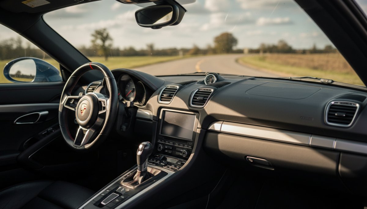 ポルシェ ケイマンのインテリア、運転席からの視点