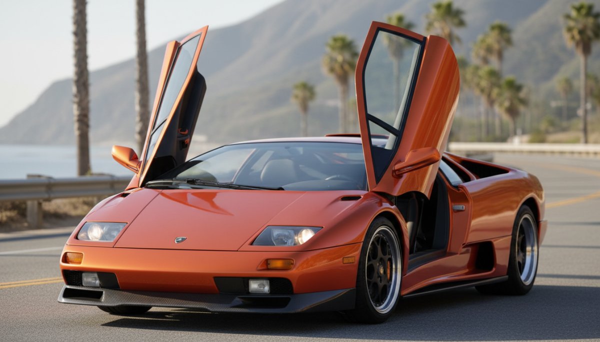 ランボルギーニ ディアブロのフロントビュー シザードア