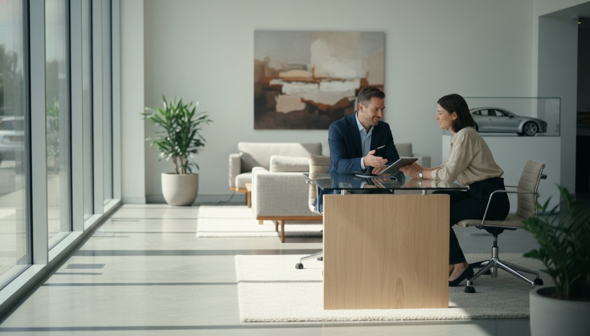 ディーラー営業スタッフと顧客の商談風景