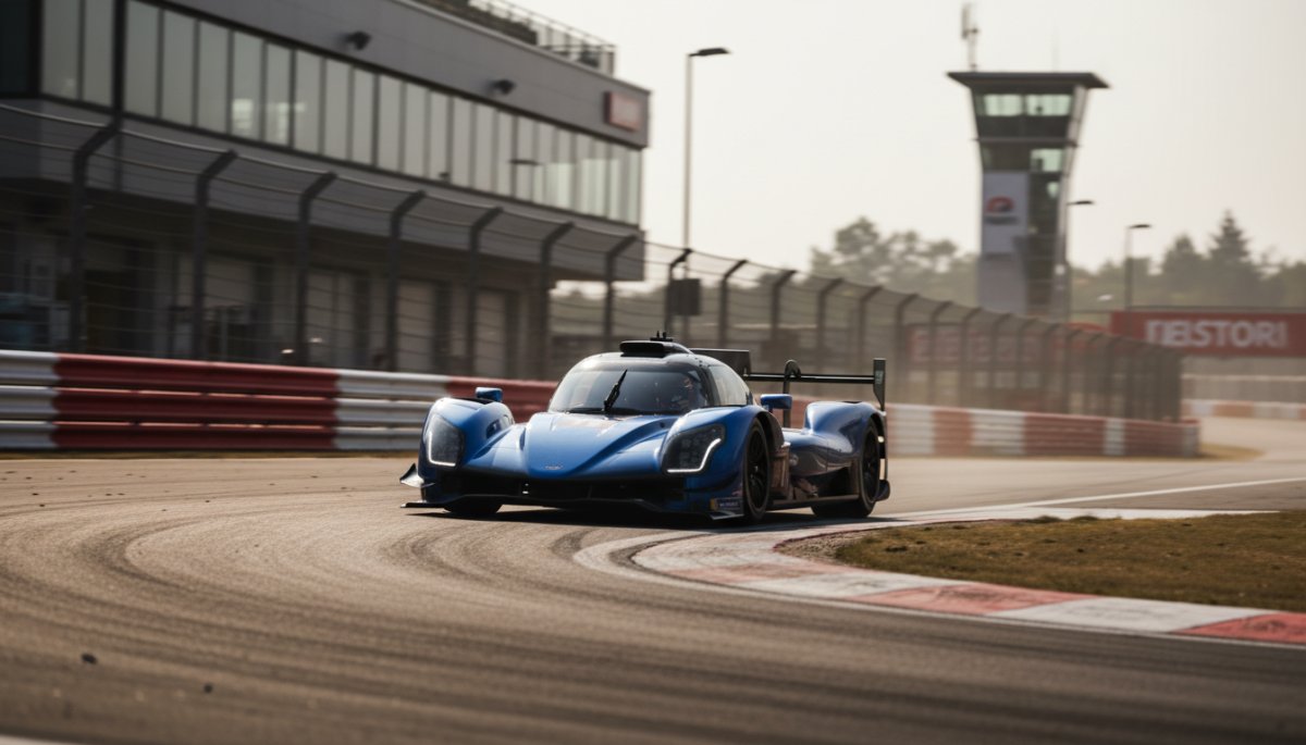 サーキットコーナーを攻めるケイマンの走行シーン