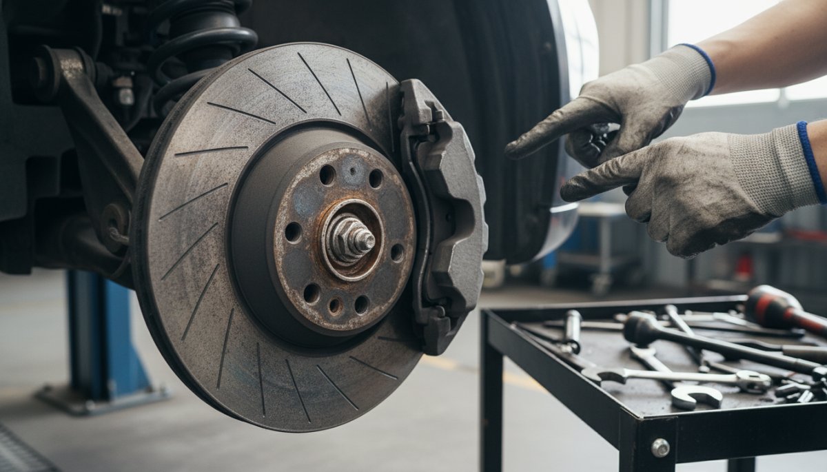 ポルシェケイマンのブレーキシステム点検作業