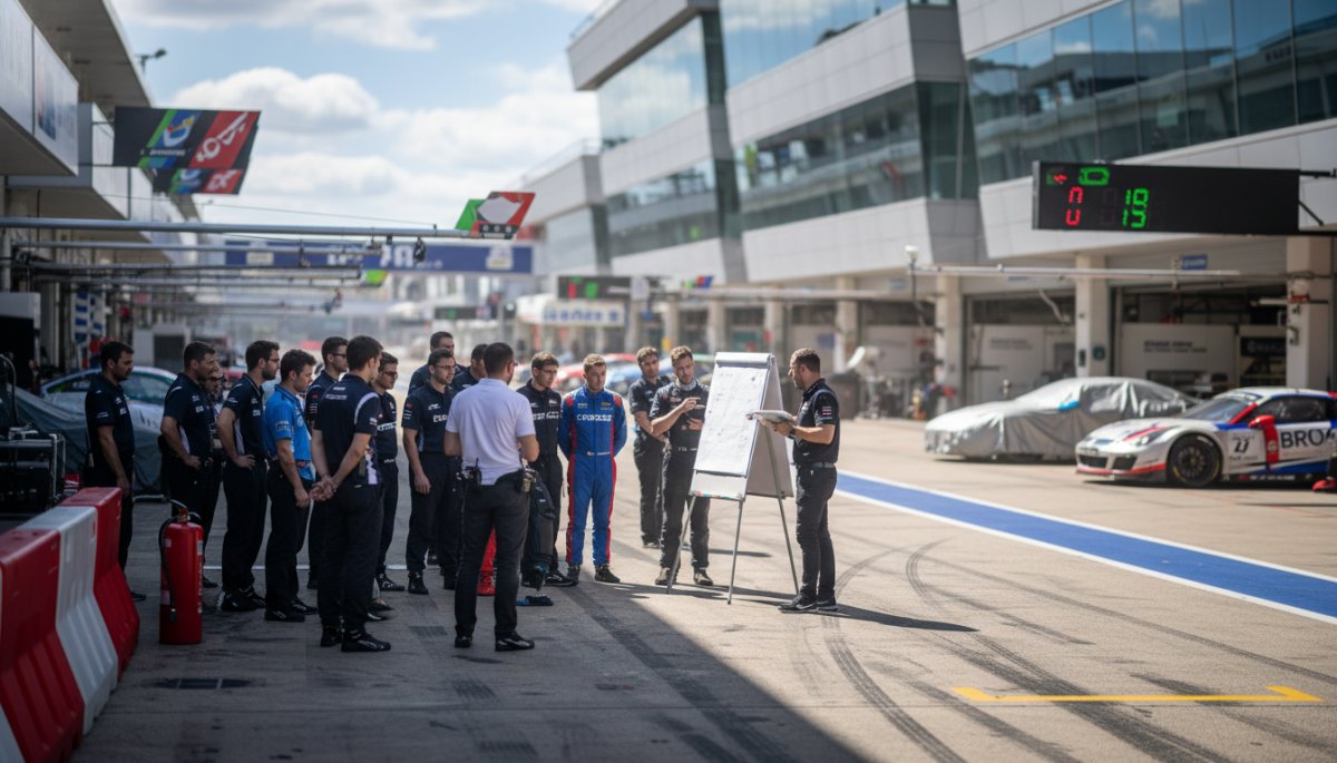 サーキット走行会のブリーフィング風景