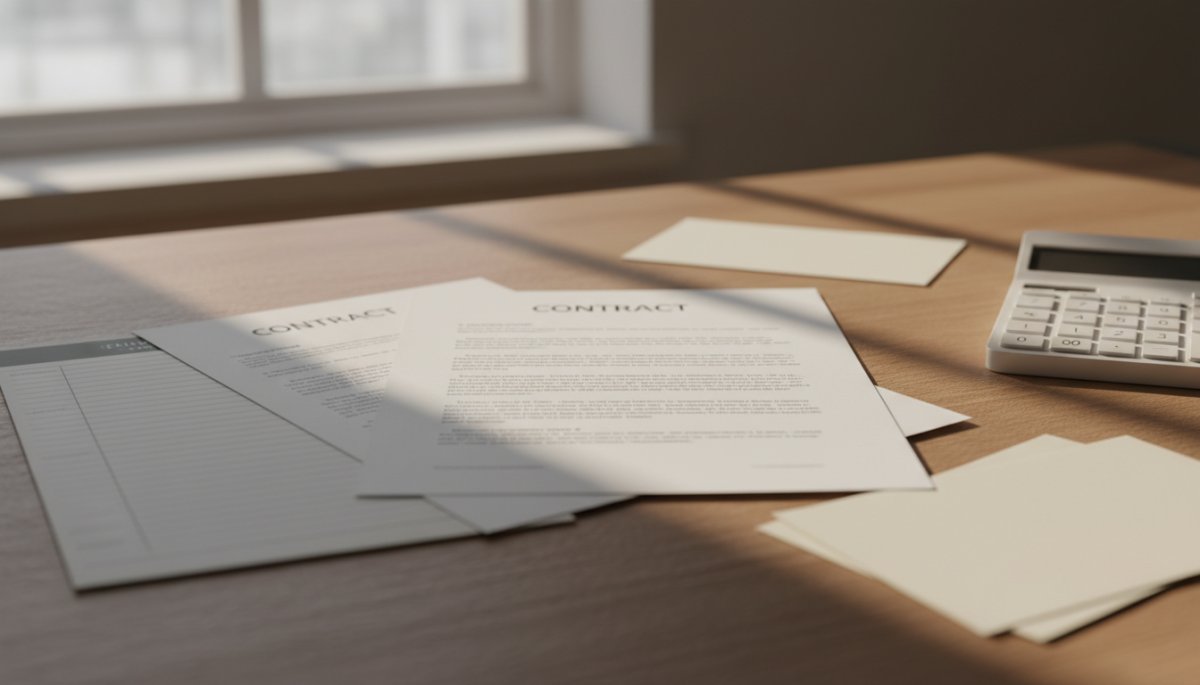 残価設定ローン契約書類と計算機のイメージ