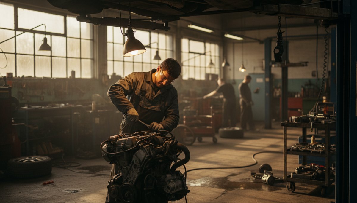 車両修理工場の様子