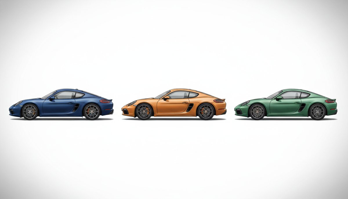 ポルシェケイマン世代別モデルの比較イメージ