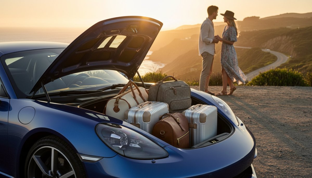 ポルシェ ケイマン 旅行 荷物 スーツケース 積載例