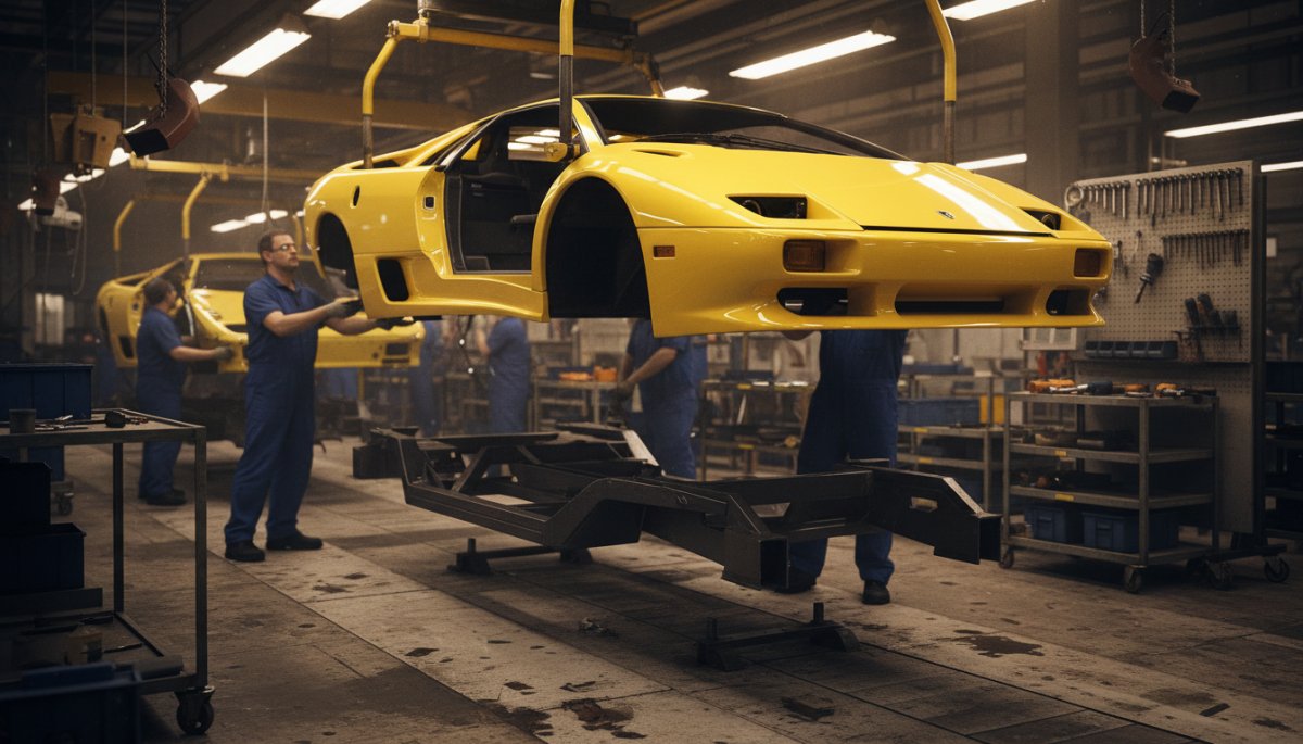 ランボルギーニ工場でのディアブロ生産ライン