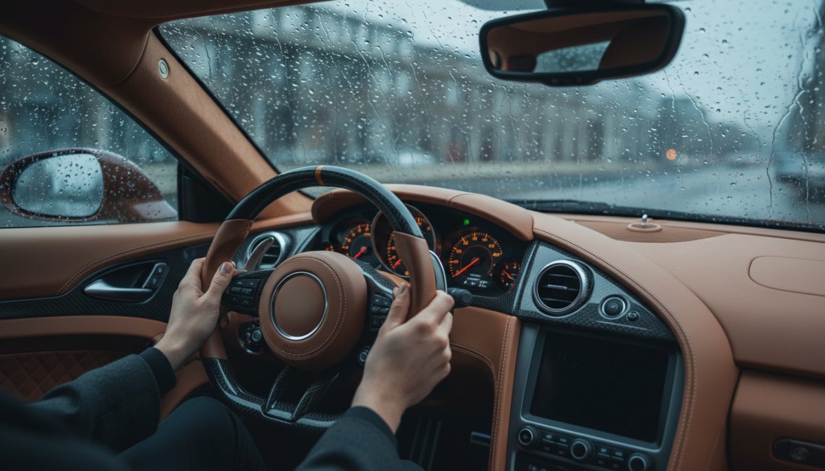 雨天時のスムーズなアクセル操作イメージ