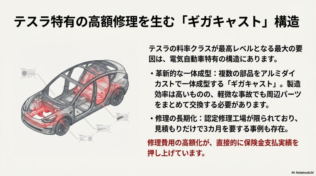 ギガキャスト構造による高額修理費