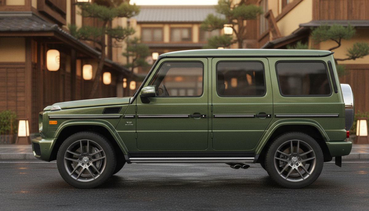 ベンツGクラスのサイドビューを捉えた詳細な実写風写真