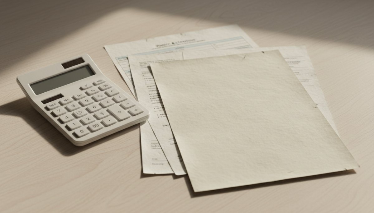 自動車税の計算書と電卓のイメージ