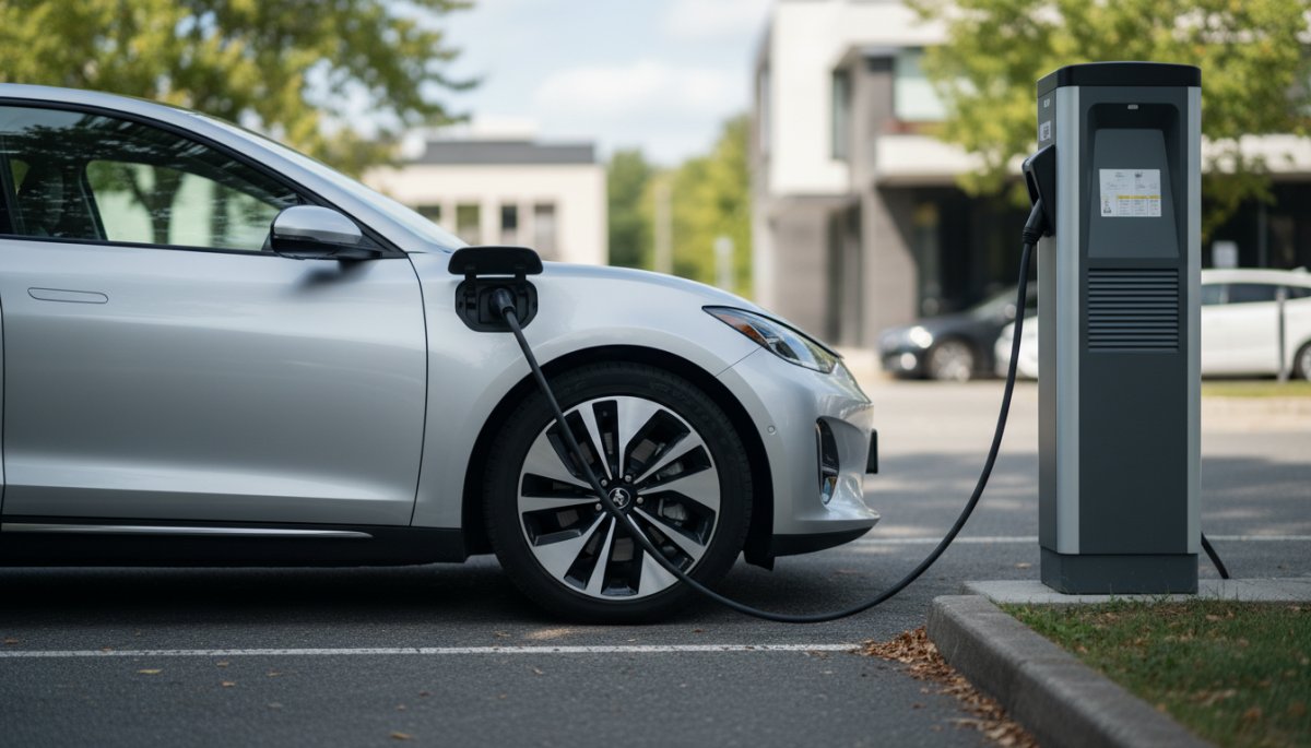 EV充電ステーションでの充電風景