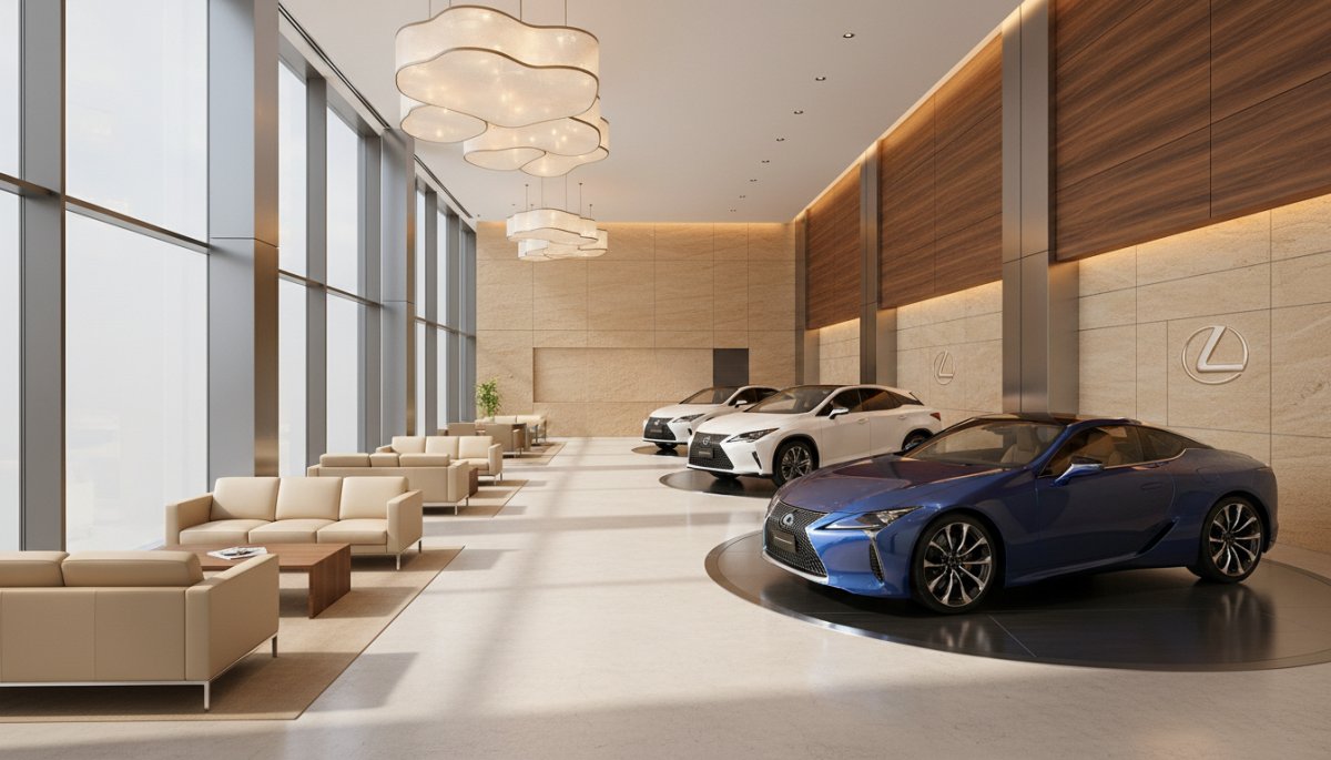 高級車レクサスのディーラーショールーム内観