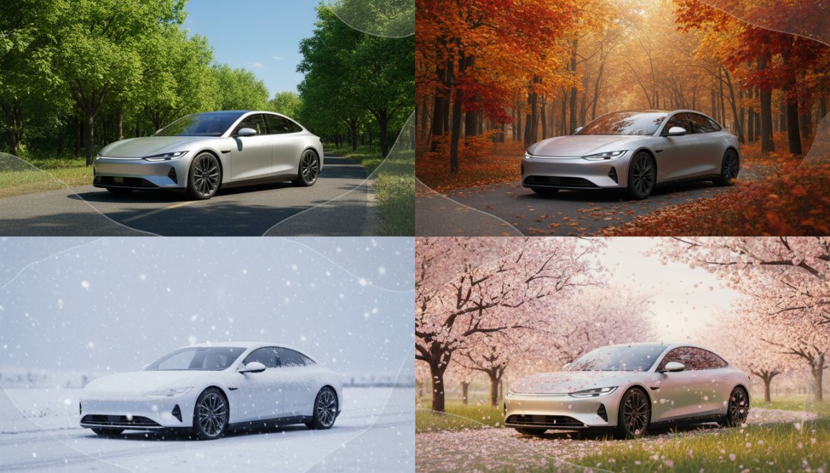 季節によるEV航続距離の変動グラフ