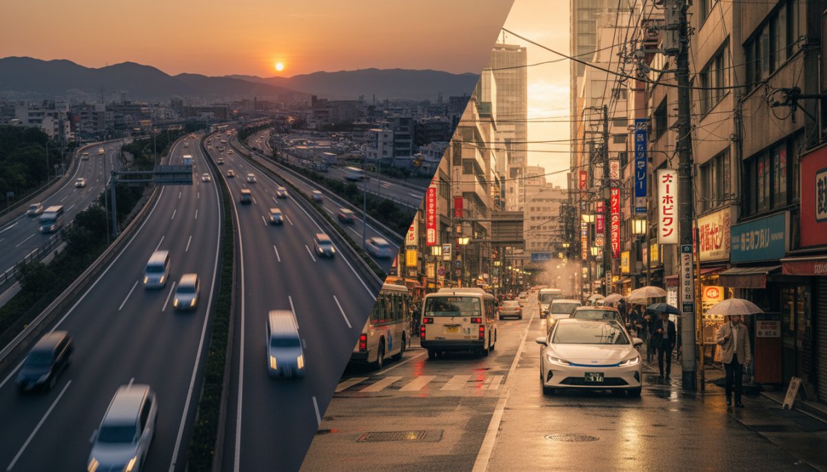 高速道路と市街地でのEV走行イメージ