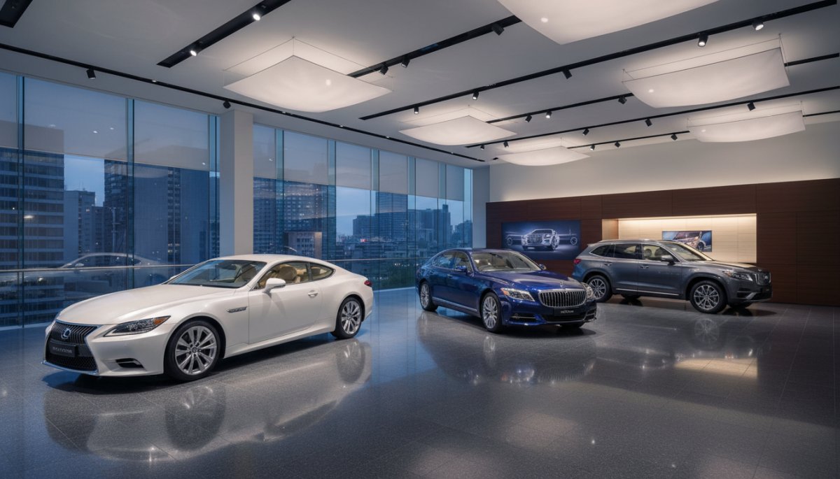 レクサス車両のラインナップを示すショールーム