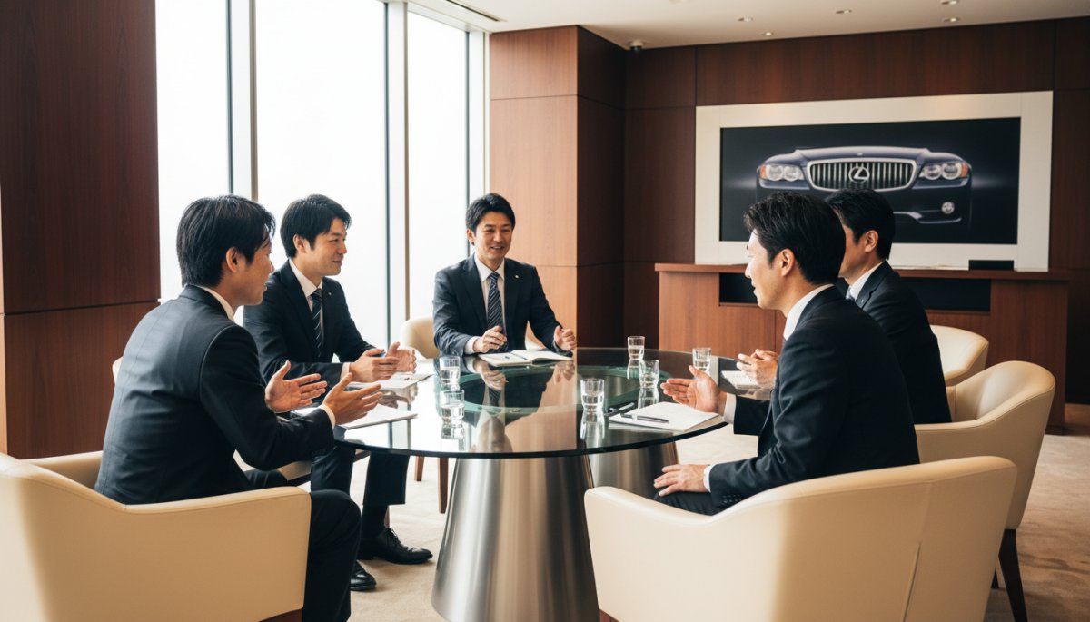 レクサスディーラーでの商談風景