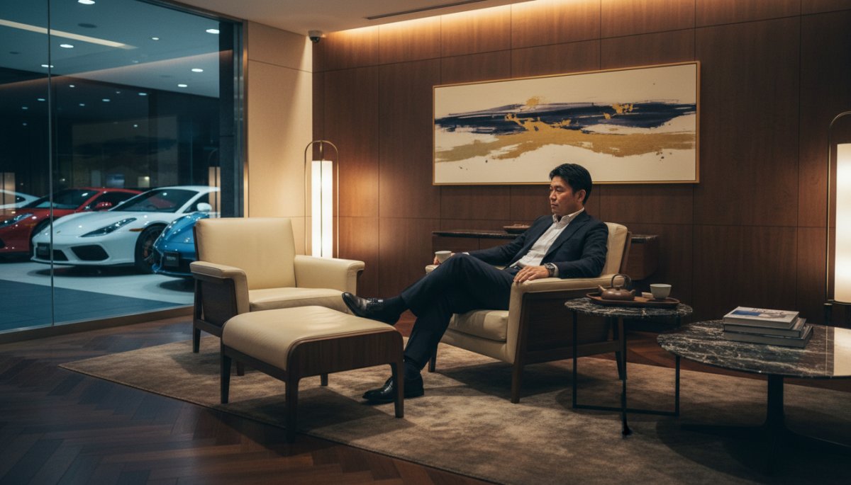 レクサスオーナーズラウンジでくつろぐ顧客
